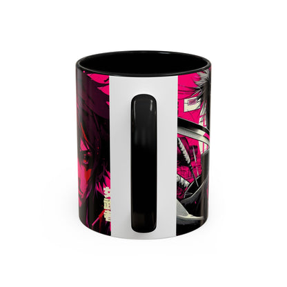 Neon Anime Samurai Mug | Accent Coffee Mug 11oz 15oz