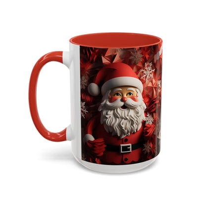 Santa Claus Mug | Christmas Santa Coffee Mug, Red Snowflake Holiday Ceramic