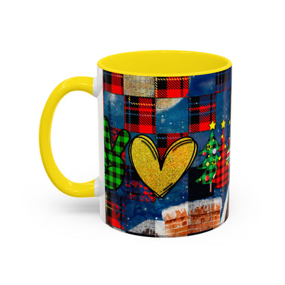 Plaid Christmas Trees Heart Mug | Accent Coffee Mug