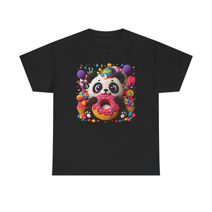 Cute Panda with Donut Tee | Colorful Candy Party Graphic