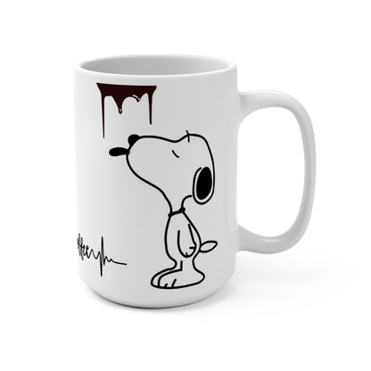 Coffee heartbeat mug | cartoon dog sipping coffee logo
