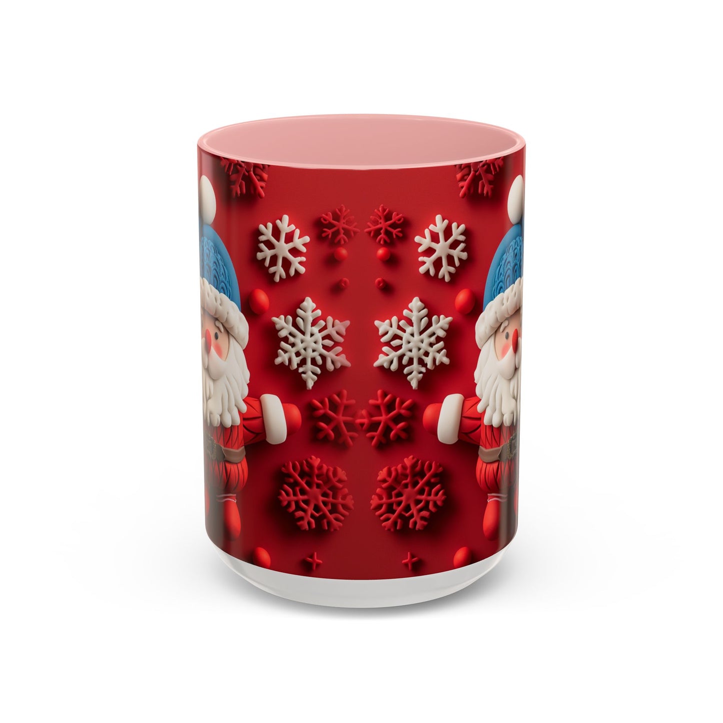 Santa Claus Pattern Mug | Red Snowflakes Christmas Coffee Cup