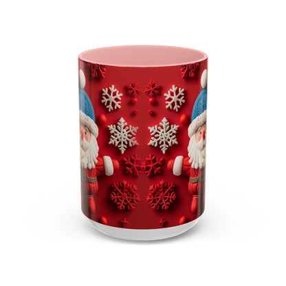 Santa Claus Pattern Mug | Red Snowflakes Christmas Coffee Cup