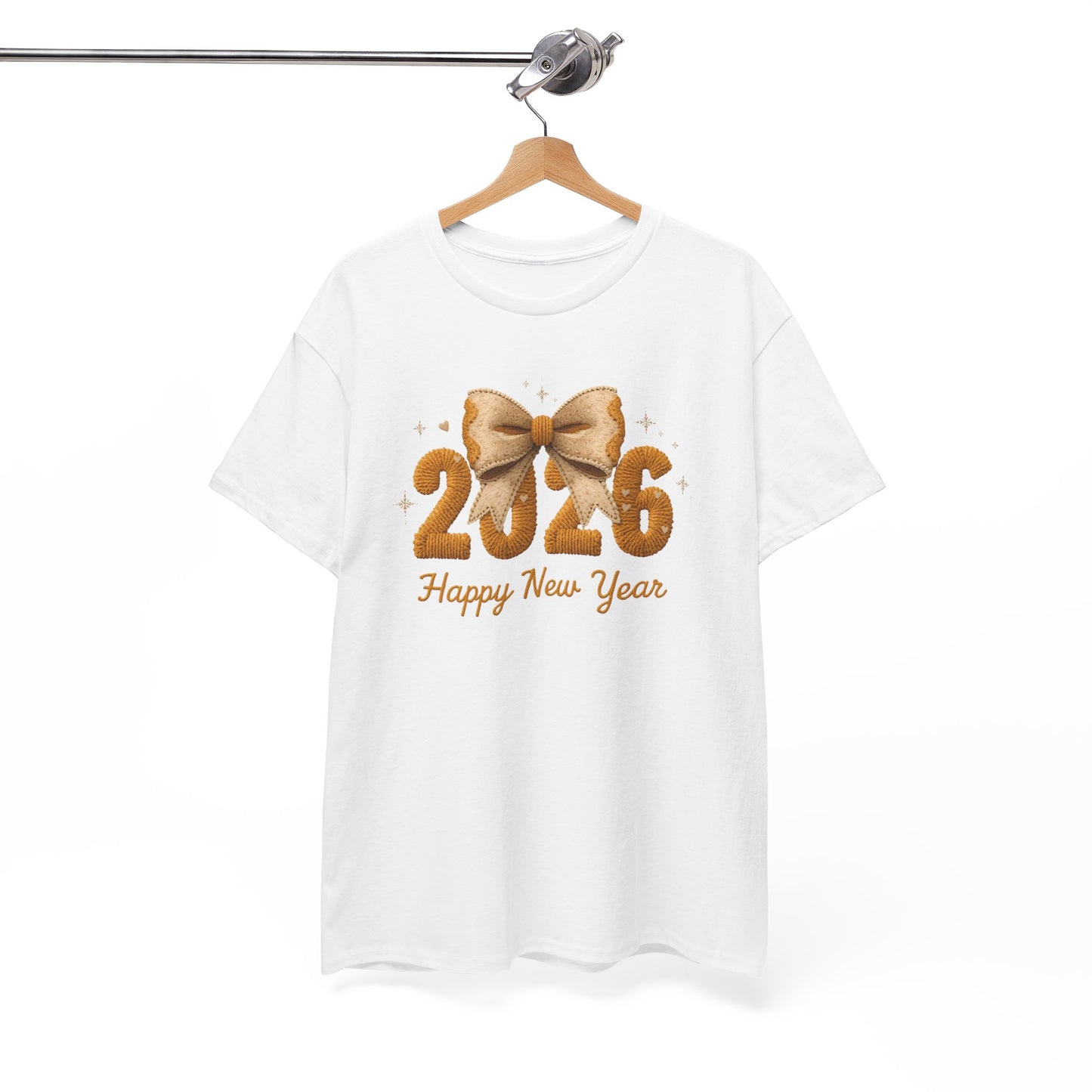 T-Shirt — 2026 Happy New Year Gold Bow Celebration Tee