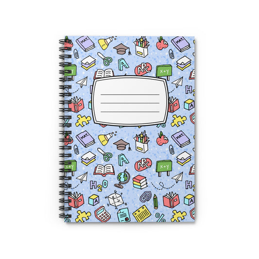 School Supplies Pattern Spiral Notebook | Ruled Notebook