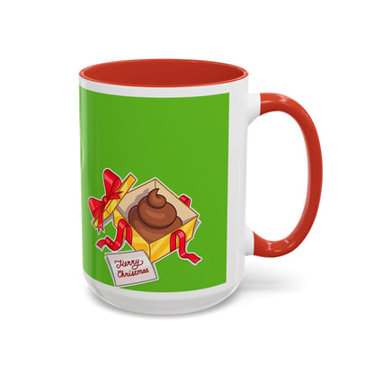 Grinch Character with Poop Present Mug | Accent Coffee Mug