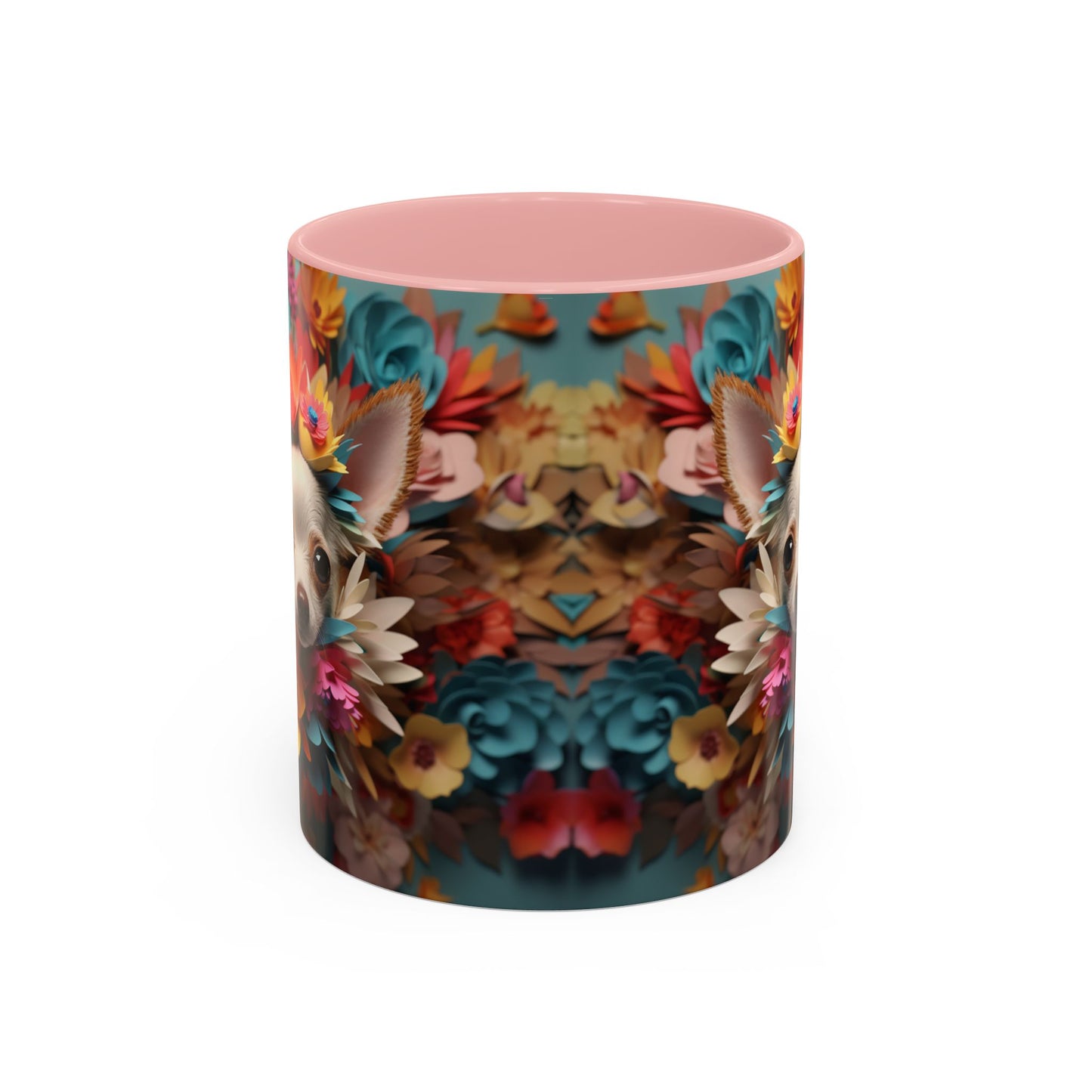 Chihuahua Floral Wreath Accent Coffee Mug — Colorful Pet Lover Gift (11/15oz)