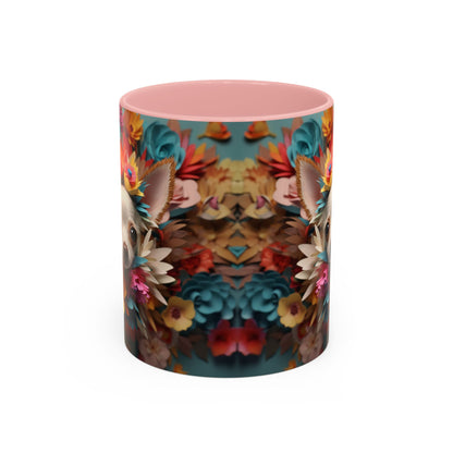 Chihuahua Floral Wreath Accent Coffee Mug — Colorful Pet Lover Gift (11/15oz)