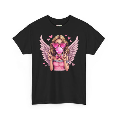 Pink Bubblegum Angel Tee | Winged Girl, Heart Sunglasses, Cute Retro