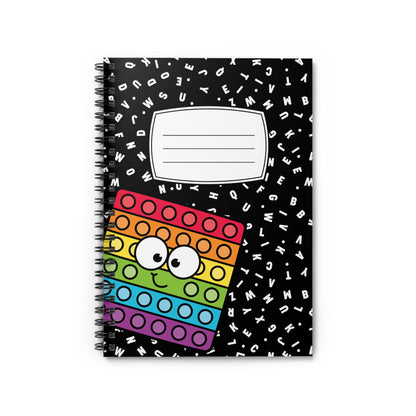Rainbow Pop It Fidget with Eyes Spiral Notebook | Ruled Line