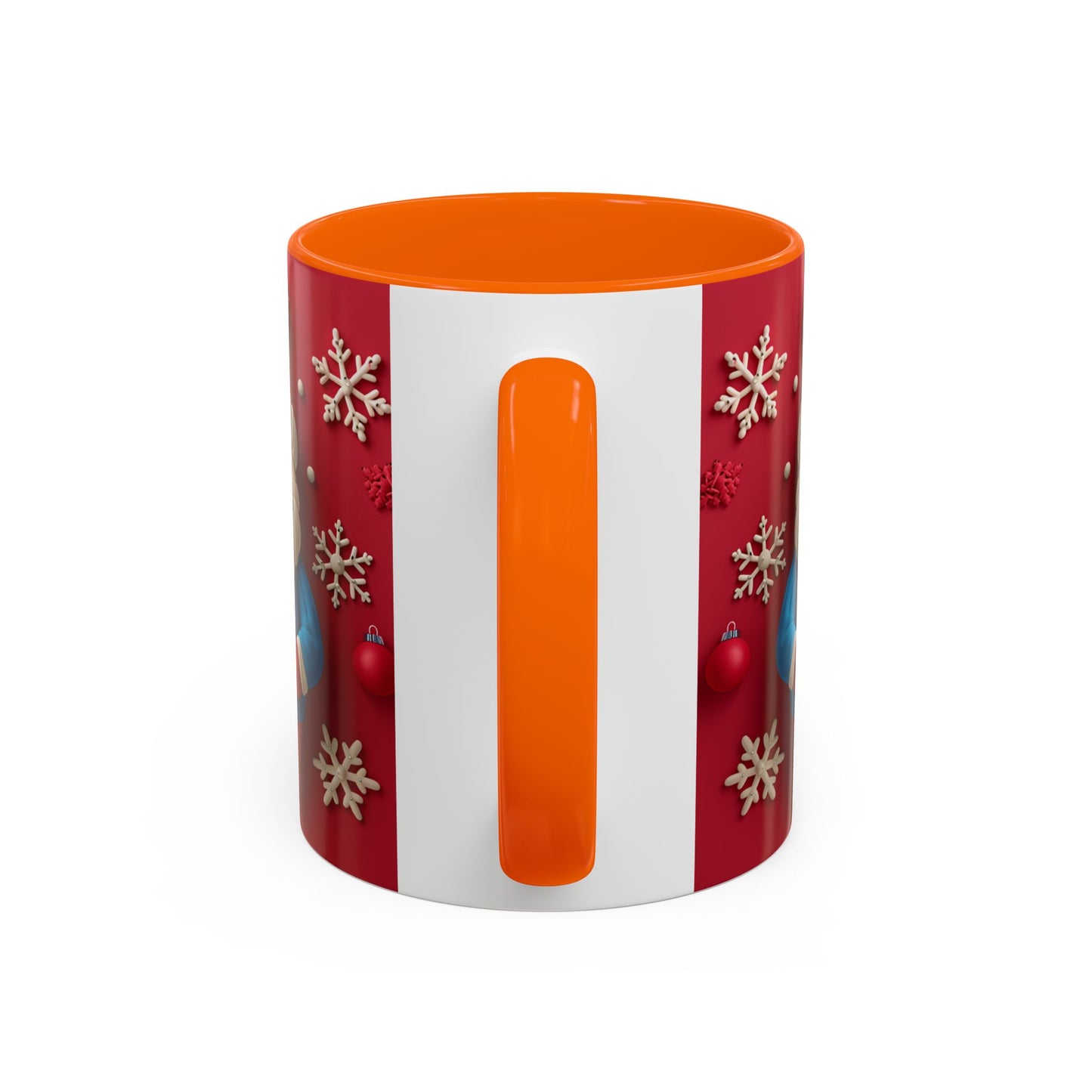 Clay Santa Pattern Mug | Christmas Snowflake Accent Coffee Mug