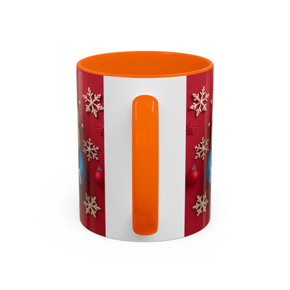 Clay Santa Pattern Mug | Christmas Snowflake Accent Coffee Mug