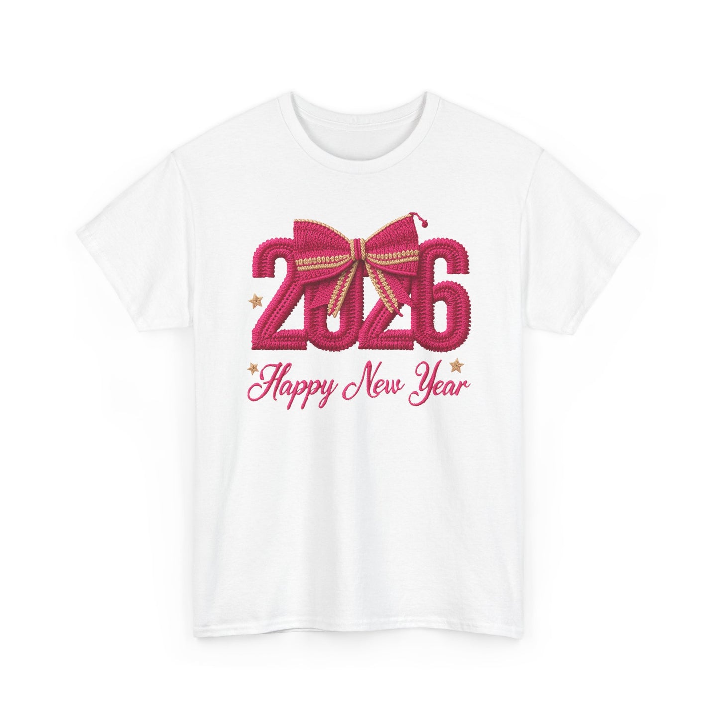 2026 Happy New Year Tee  Festive Pink Bow Celebration T-Shirt