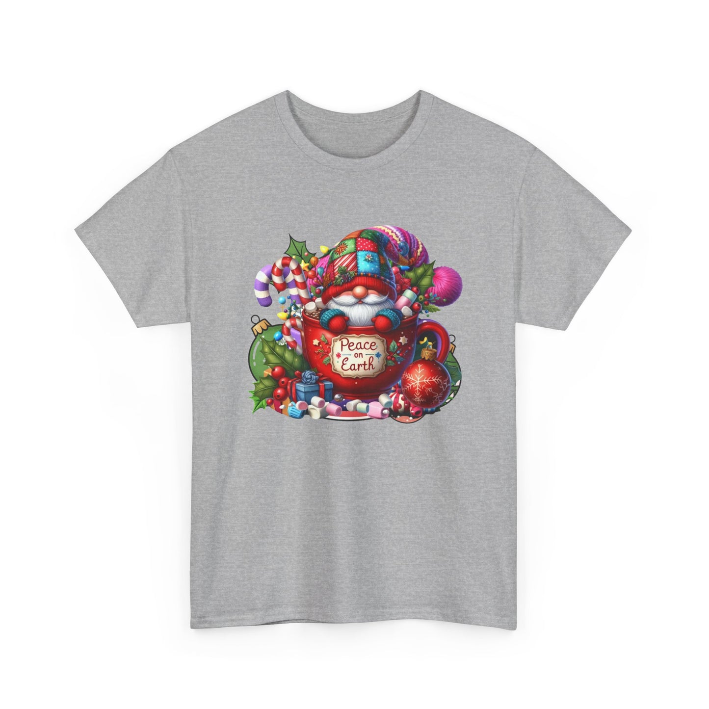 Santa Gnome with Candy Canes tee | Peace on Earth Christmas design