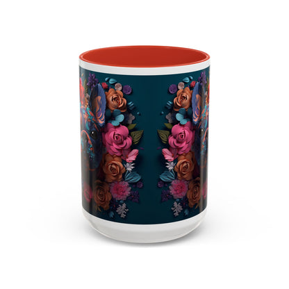 Floral French Bulldog Accent Coffee Mug - Colorful Dog Art 11/15oz