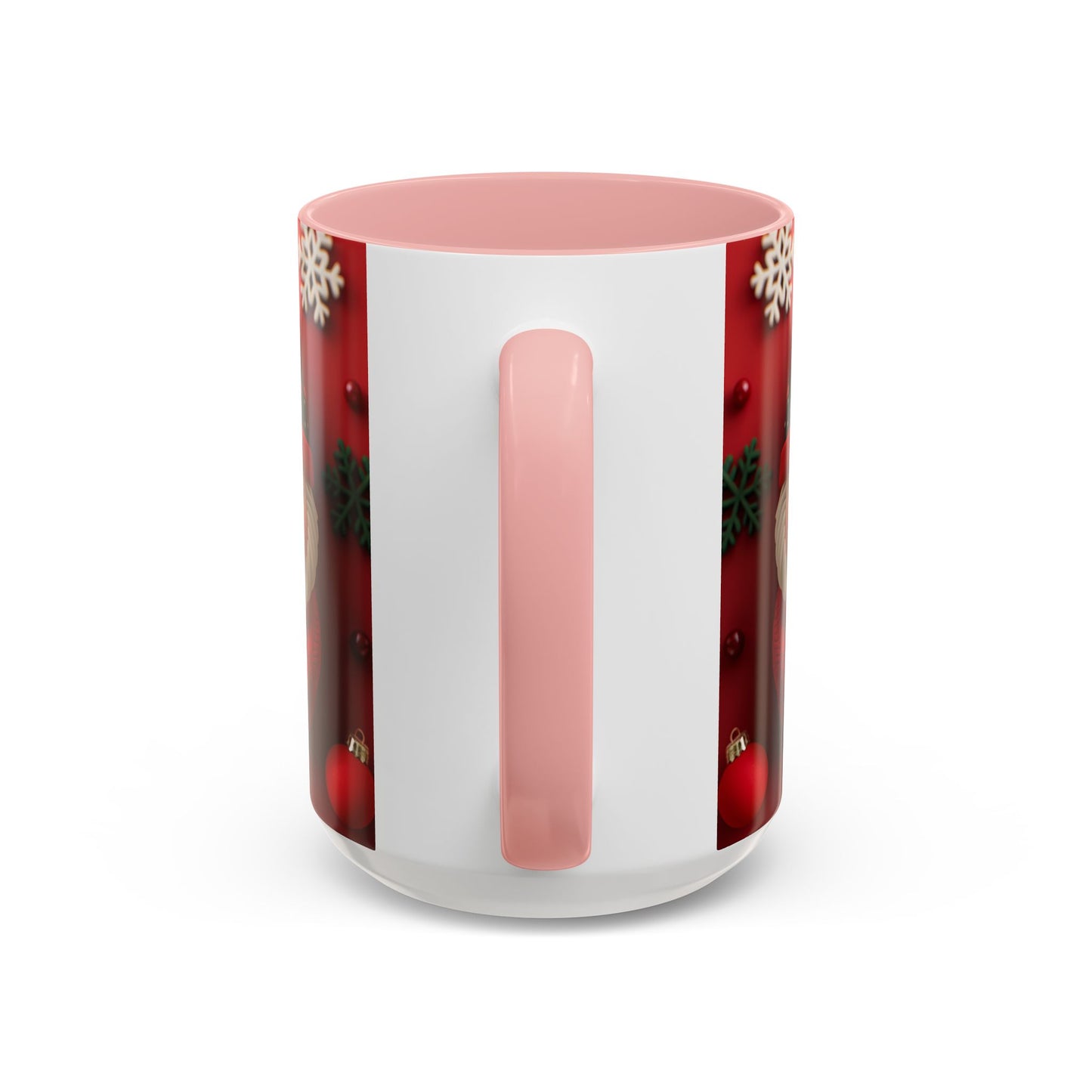 Cute Santa Pattern Accent Coffee Mug | Christmas Holiday Snowflakes