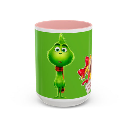 Grinch Character with Poop Present Mug | Accent Coffee Mug