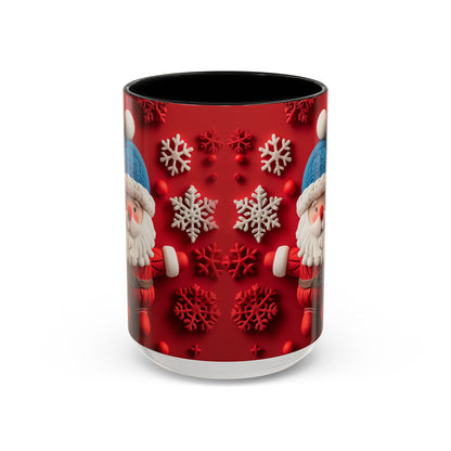 Santa Claus Pattern Mug | Red Snowflakes Christmas Coffee Cup