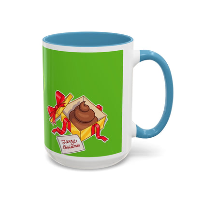 Grinch Character with Poop Present Mug | Accent Coffee Mug