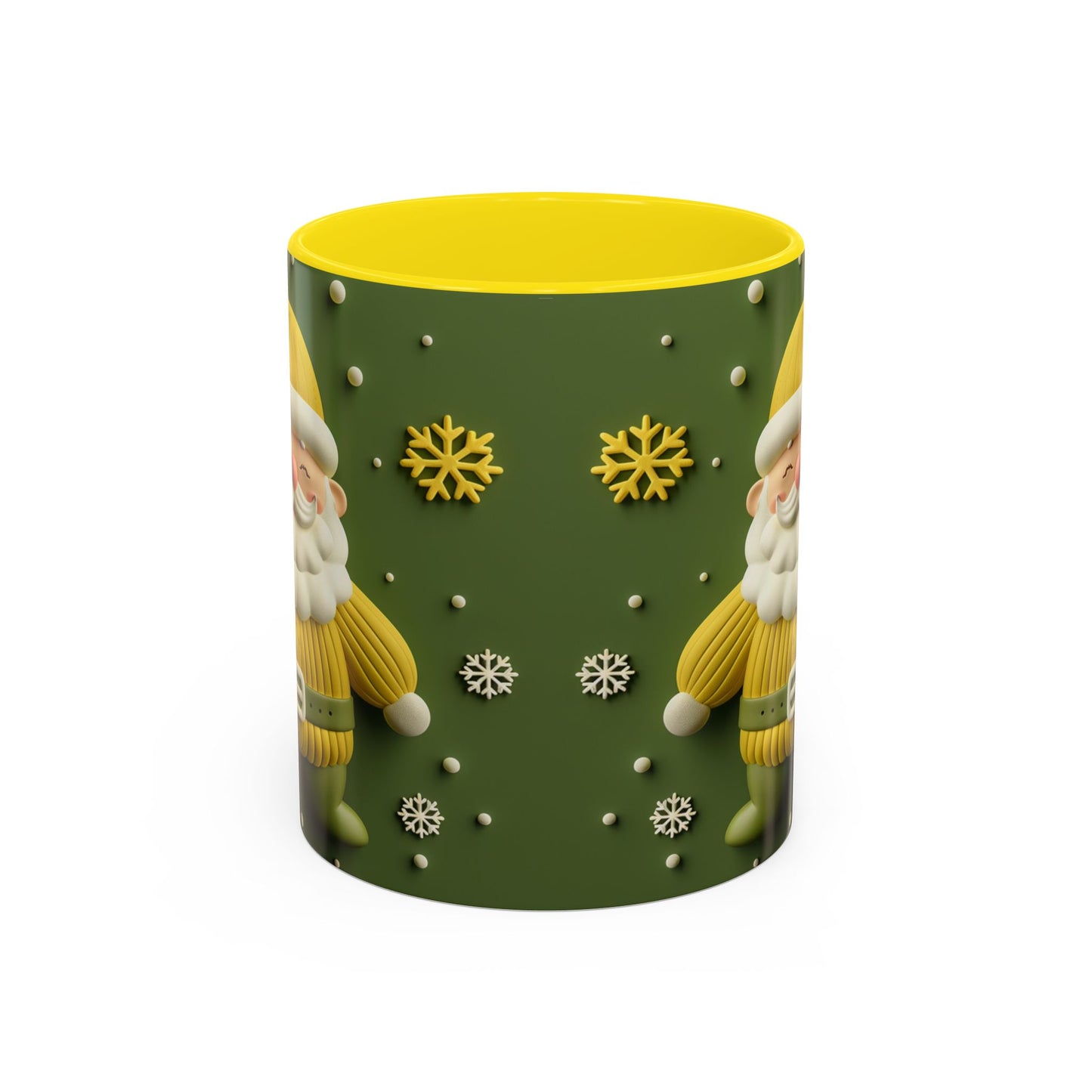 Yellow Santa Holiday Mug | Christmas Accent Coffee Mug (11,15oz)