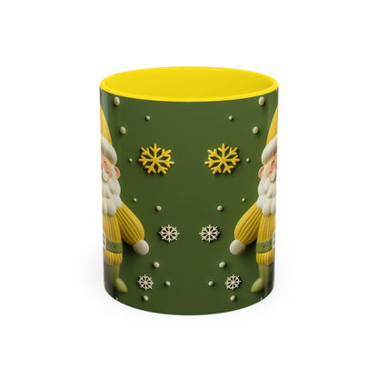 Yellow Santa Holiday Mug | Christmas Accent Coffee Mug (11,15oz)