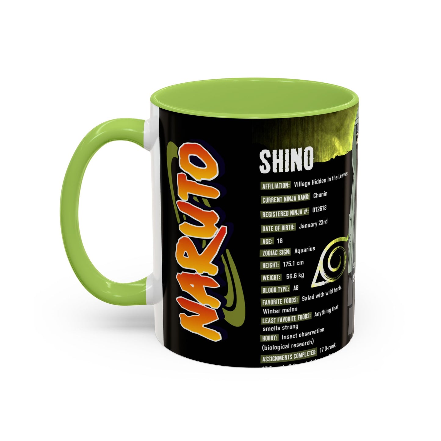 Naruto Shippuden Shino Aburame Accent Coffee Mug | Anime Character Fan Gift (11/15oz)