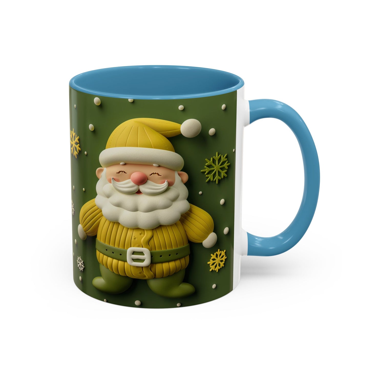Yellow Santa Holiday Mug | Christmas Accent Coffee Mug (11,15oz)