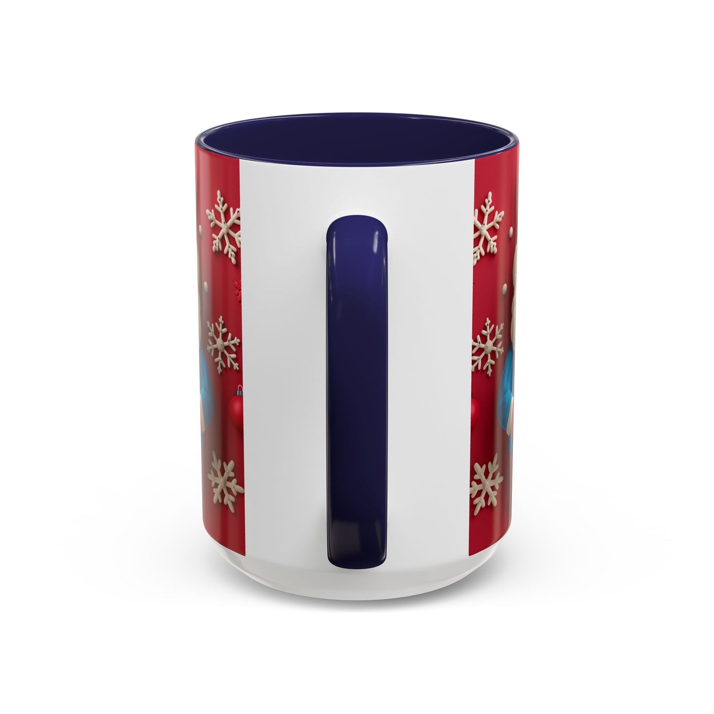 Clay Santa Pattern Mug | Christmas Snowflake Accent Coffee Mug