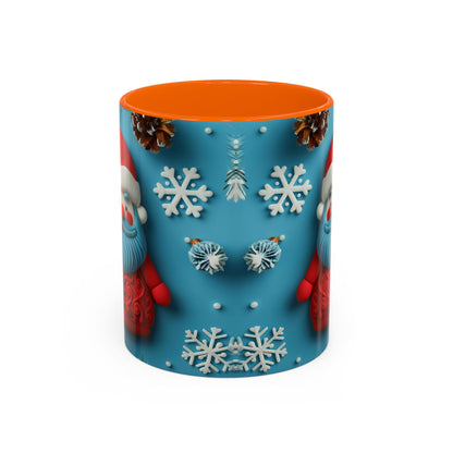 Blue Santa Claus Mug | Snowflakes Holiday Coffee Mug