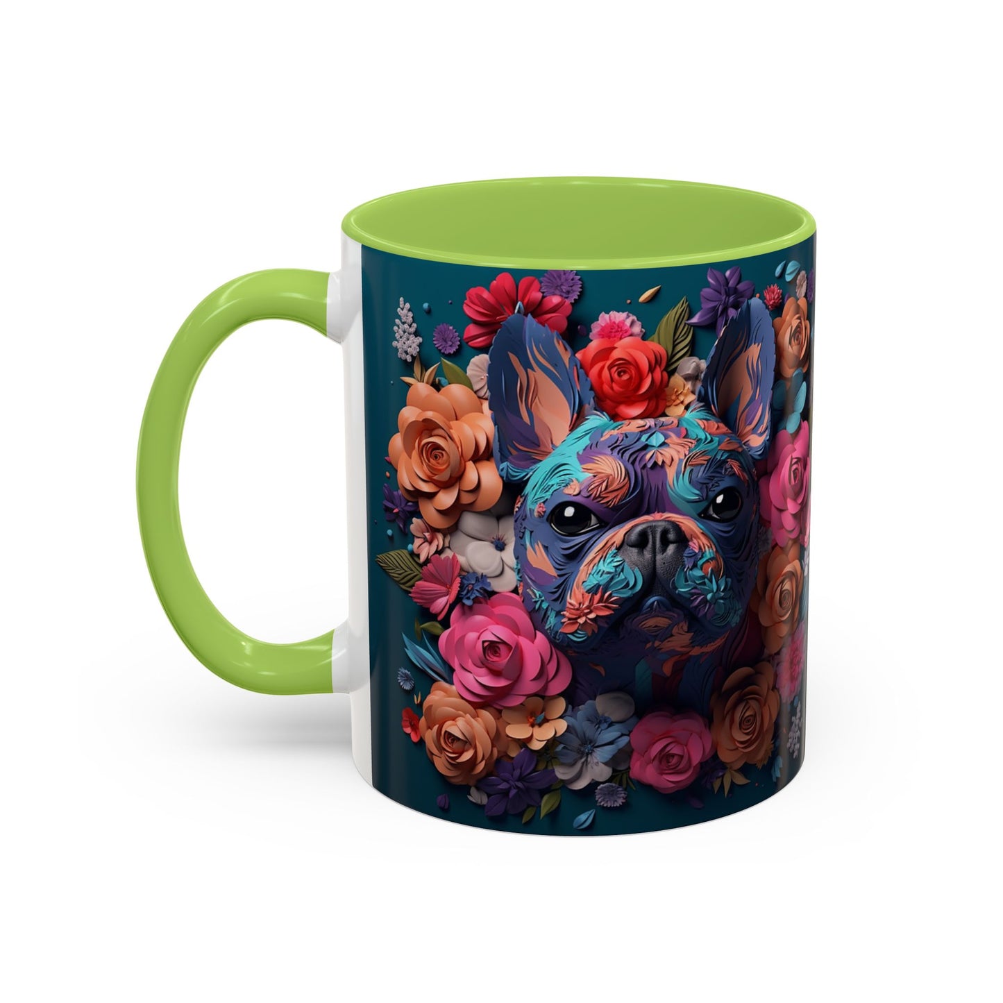 Floral French Bulldog Accent Coffee Mug - Colorful Dog Art 11/15oz