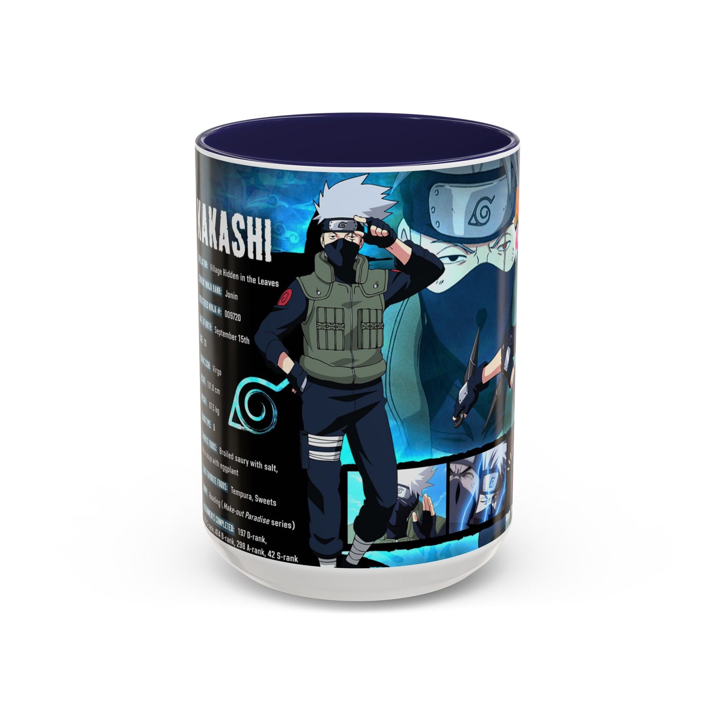 Naruto Kakashi Accent Coffee Mug  Anime Character Collage 11/15oz