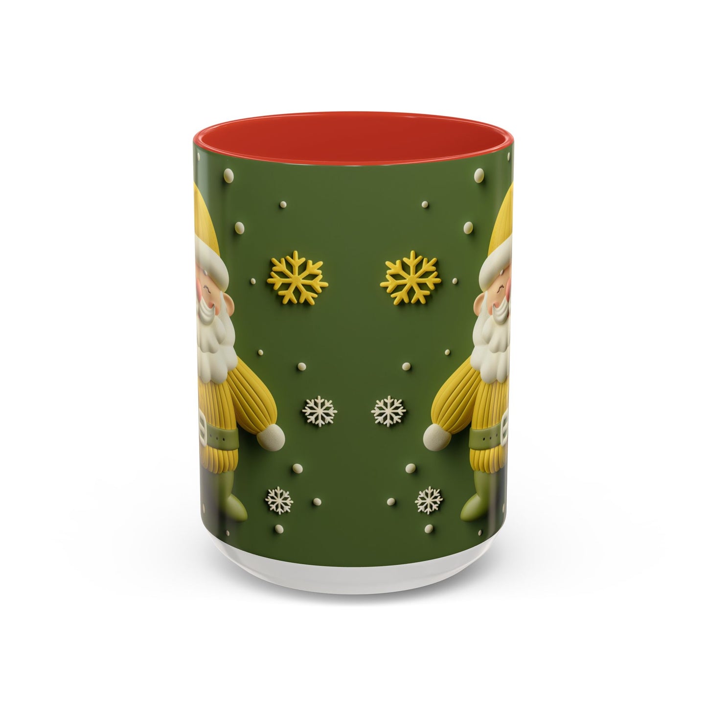 Yellow Santa Holiday Mug | Christmas Accent Coffee Mug (11,15oz)
