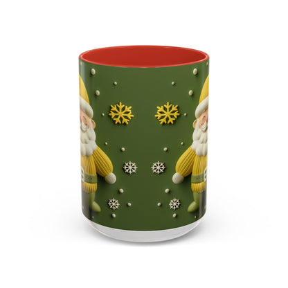 Yellow Santa Holiday Mug | Christmas Accent Coffee Mug (11,15oz)