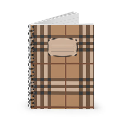 Brown Plaid Notebook Spiral Notebook | Ruled Lined Journal