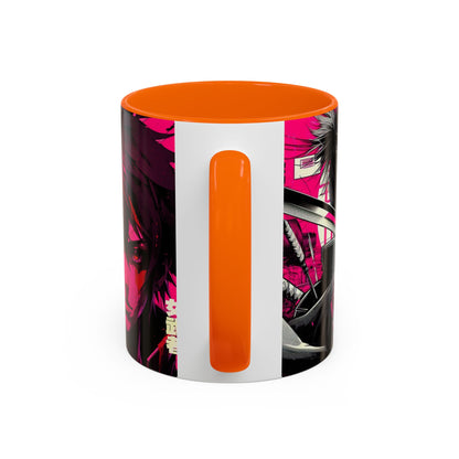 Neon Anime Samurai Mug | Accent Coffee Mug 11oz 15oz