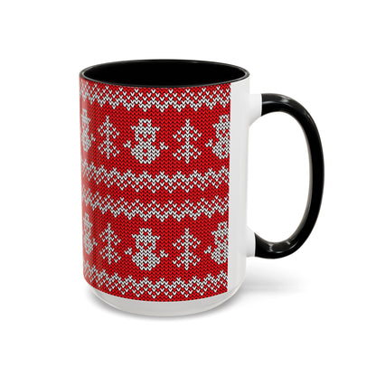 Snowman Knit Pattern Accent Mug | Christmas Holiday Coffee Cup
