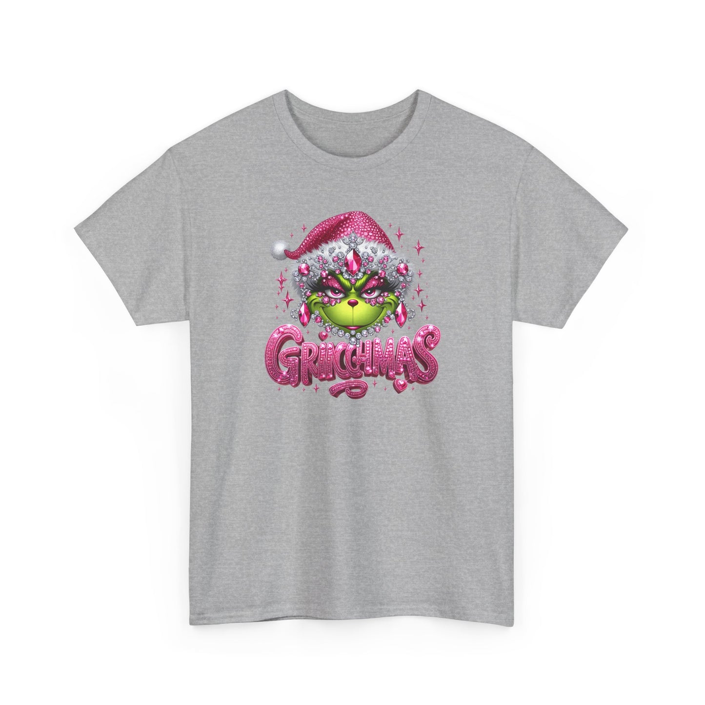 Grinch Face with Santa Hat T-Shirt | Christmas Holiday Graphic Tee