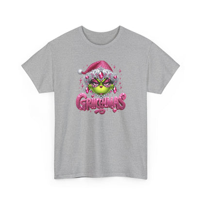 Grinch Face with Santa Hat T-Shirt | Christmas Holiday Graphic Tee