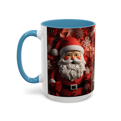 Santa Claus Mug | Christmas Santa Coffee Mug, Red Snowflake Holiday Ceramic
