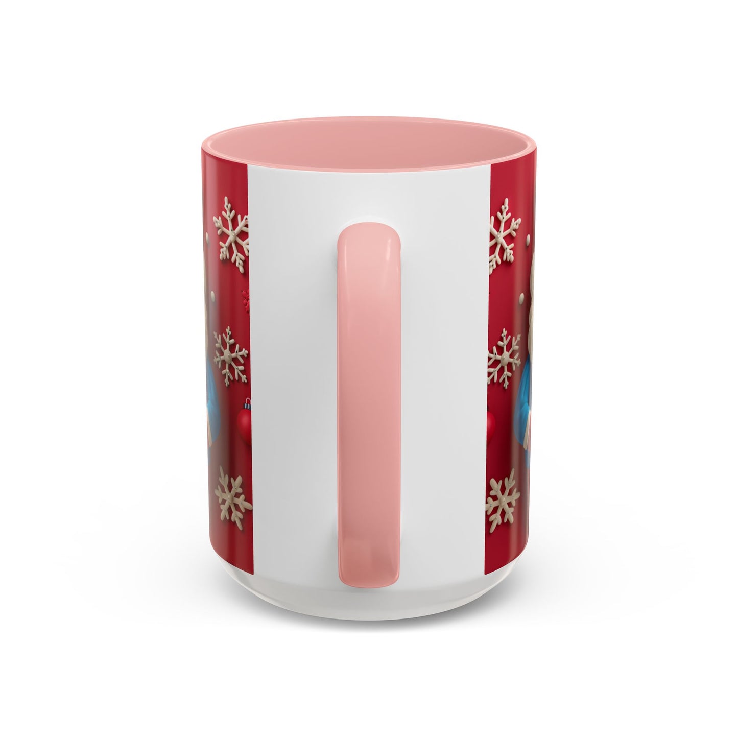 Clay Santa Pattern Mug | Christmas Snowflake Accent Coffee Mug