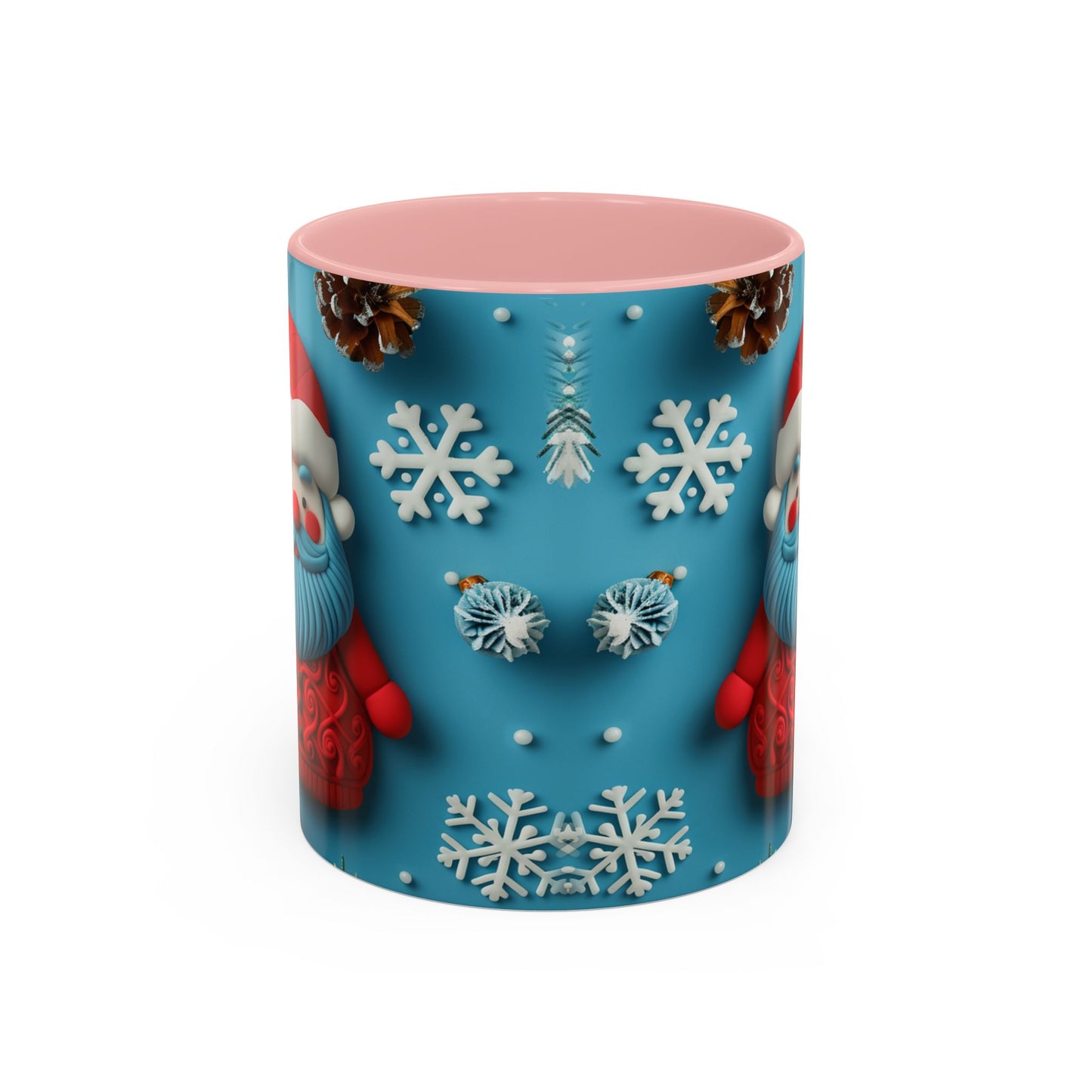 Blue Santa Claus Mug | Snowflakes Holiday Coffee Mug