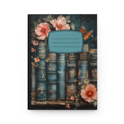 Vintage Book Floral Illustration Hardcover Journal | Botanical Butterflies