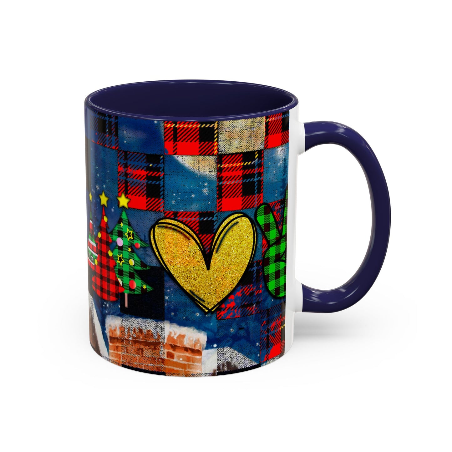 Plaid Christmas Trees Heart Mug | Accent Coffee Mug