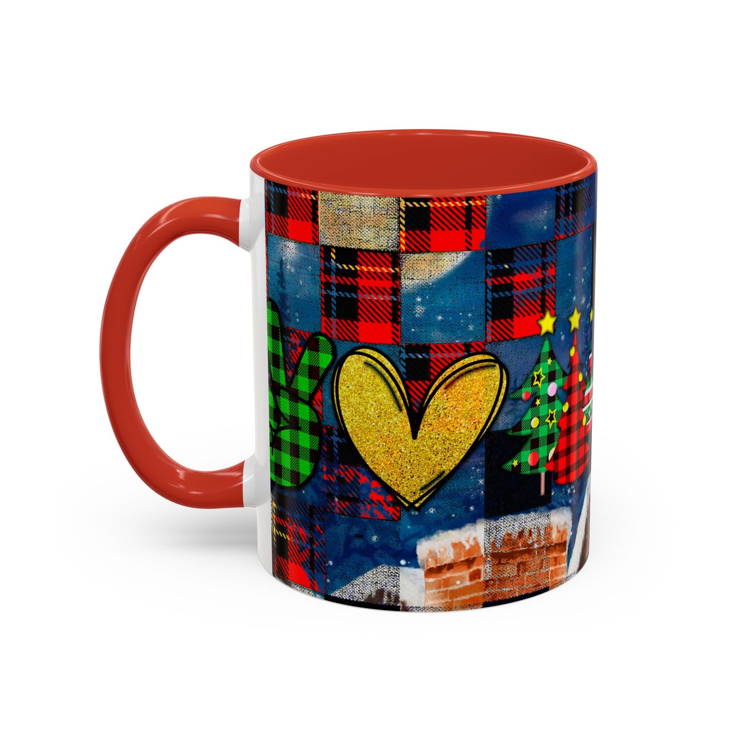 Plaid Christmas Trees Heart Mug | Accent Coffee Mug