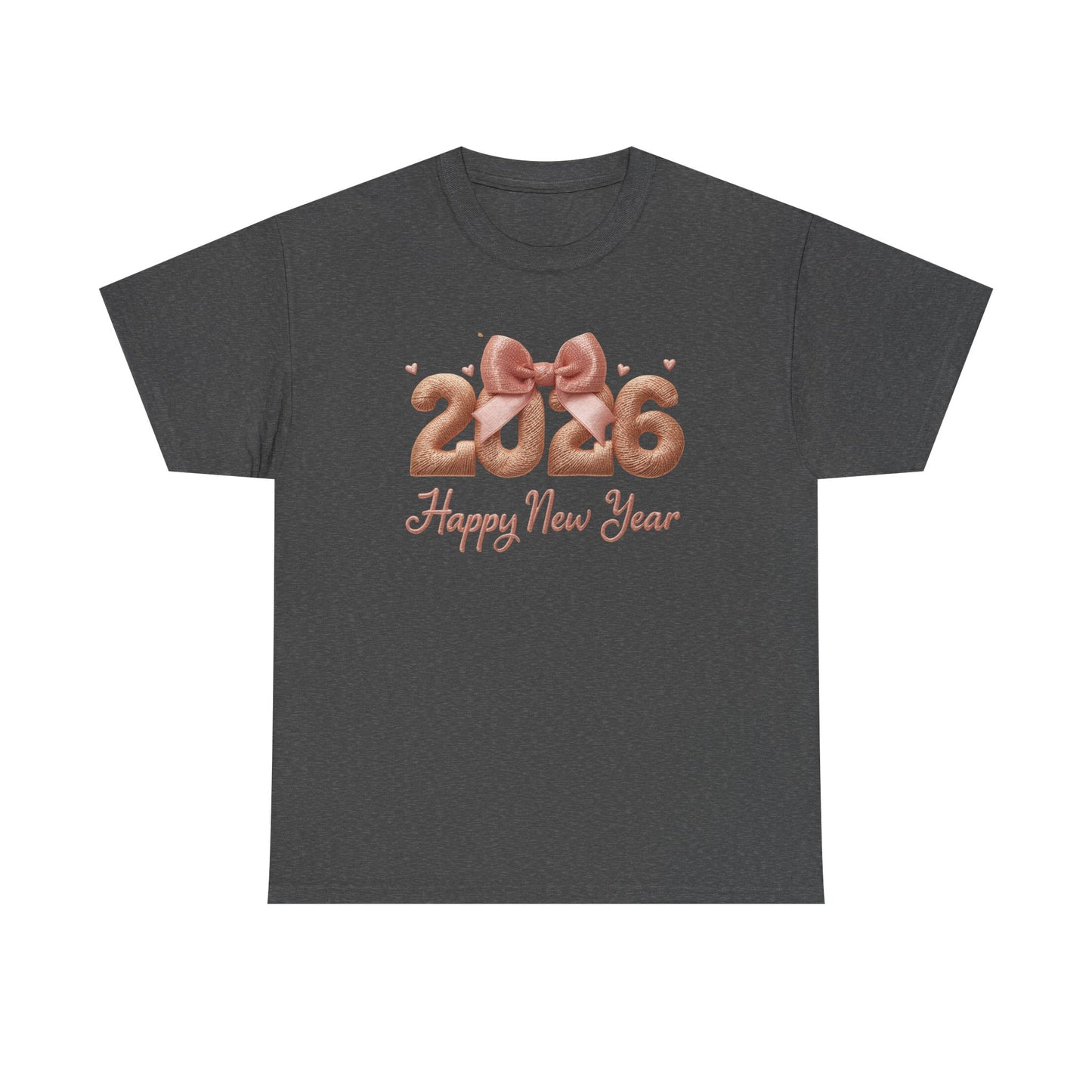 2026 Happy New Year T-Shirt Rose Gold Balloon Numbers Graphic Tee