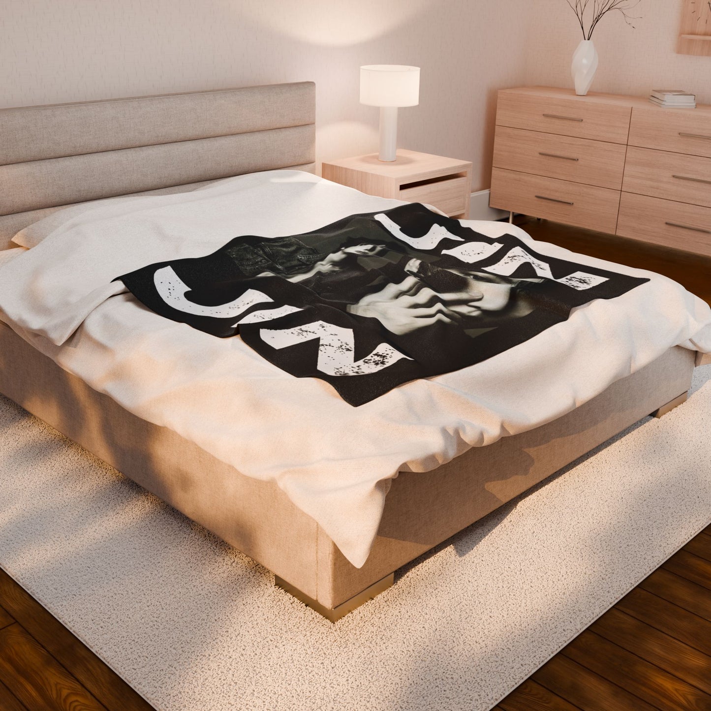 Black Photo Collage Name Blanket | BTS Velveteen Plush Blanket