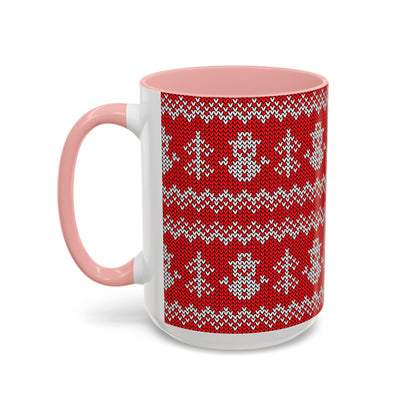 Snowman Knit Pattern Accent Mug | Christmas Holiday Coffee Cup