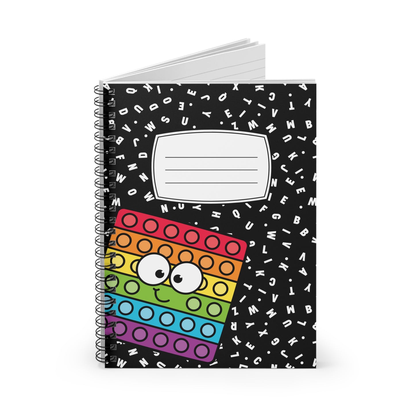 Rainbow Pop It Fidget with Eyes Spiral Notebook | Ruled Line
