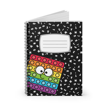 Rainbow Pop It Fidget with Eyes Spiral Notebook | Ruled Line