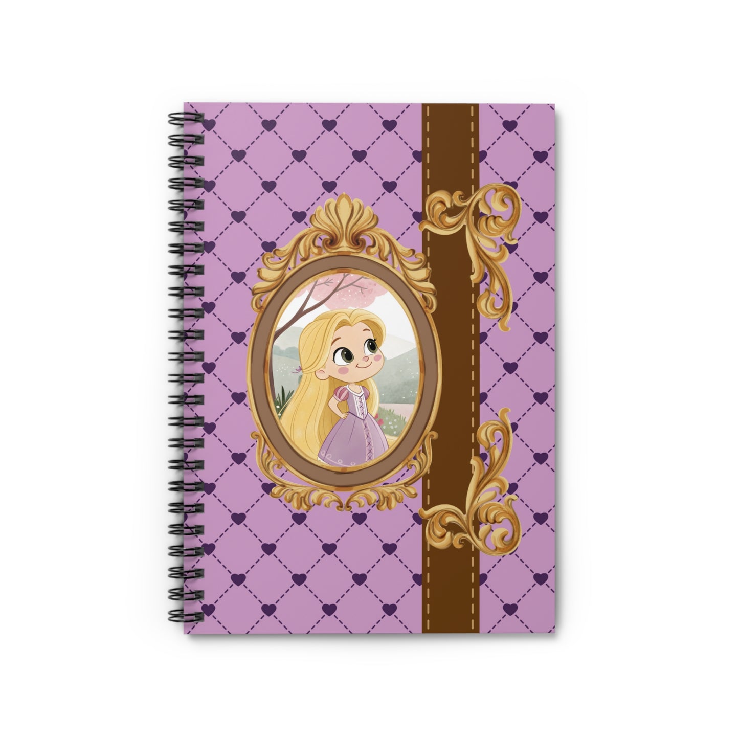 Rapunzel Portrait Spiral Notebook | Ruled Journal, Purple Vintage Frame